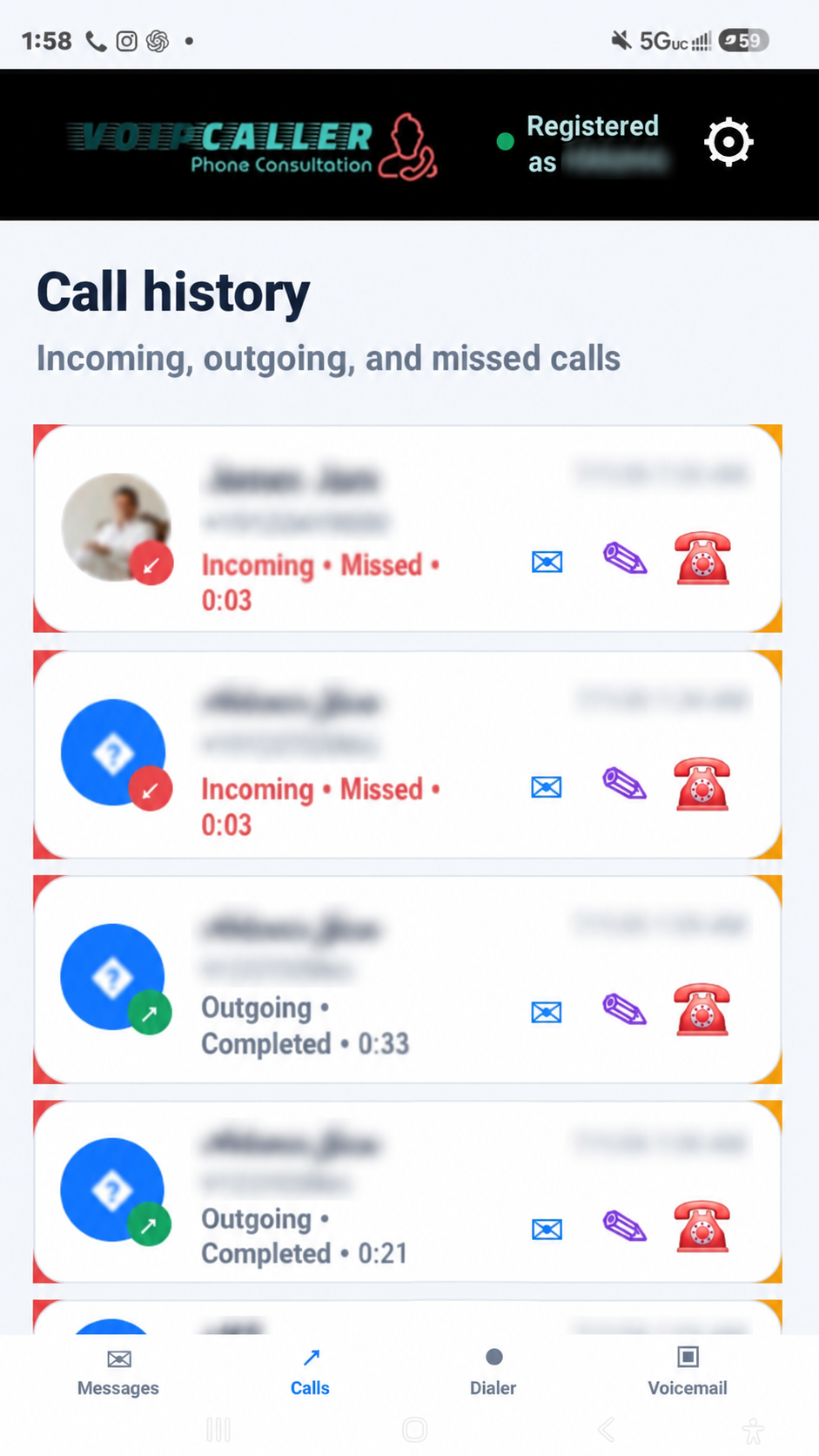 Hosted SIP Android SMS and MMS conversation